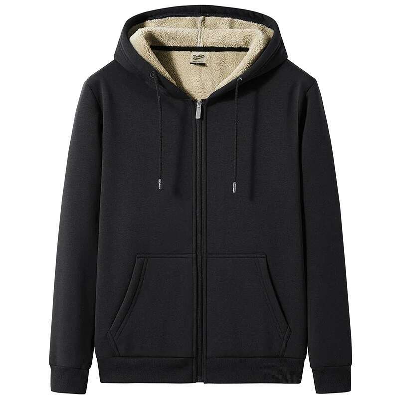 Big Mens Clothes Winter Thick Warm Hoodie Men Fleece Brushed Hooded Zip-up Sweatshirt 7XL 8XL Large Size Thermal Hoody Male