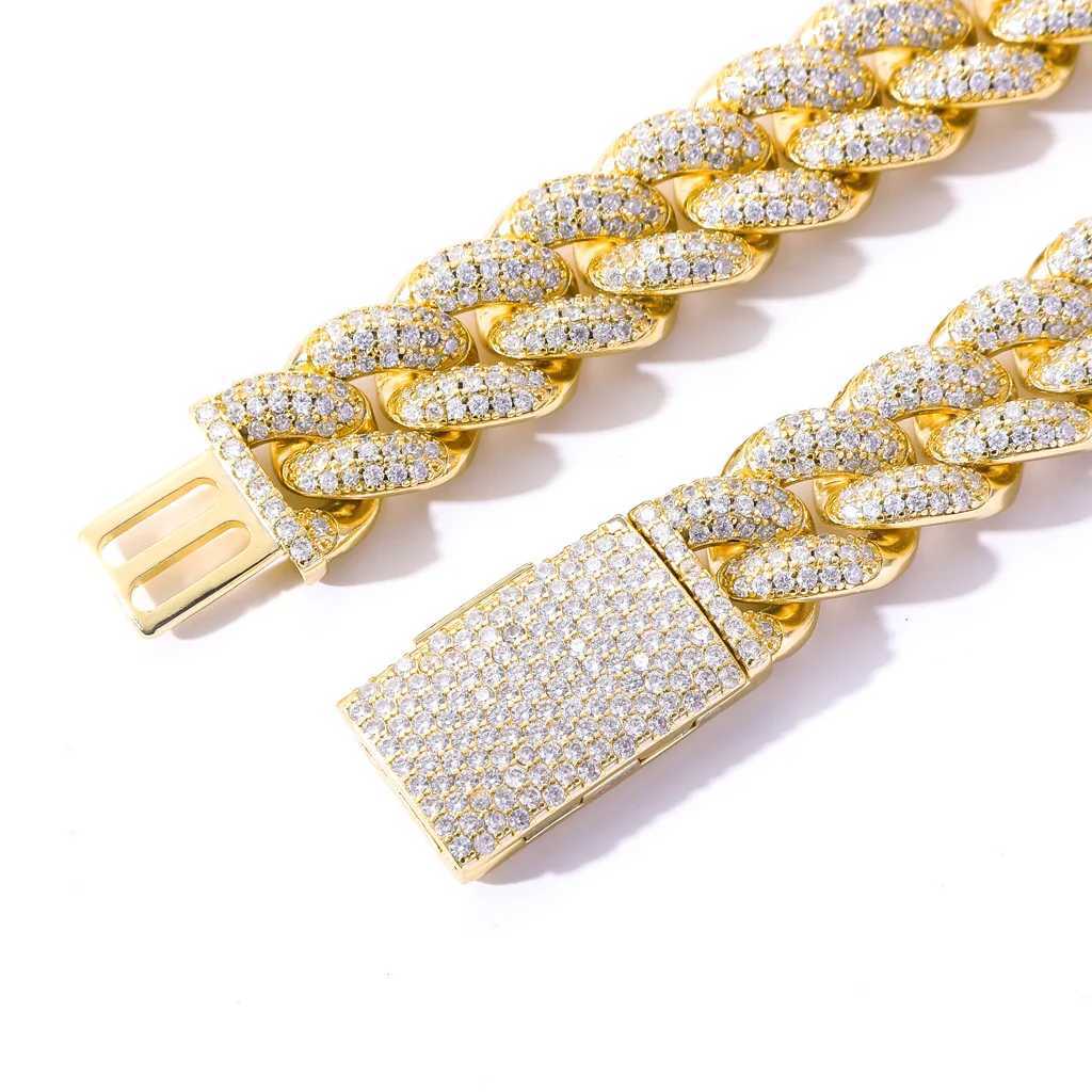 Sterling Sier Vvs Vs Moissanite Dia Hip Hop Iced Out Miami Cuban Link Bracelets Anniversary Gift Bracelet