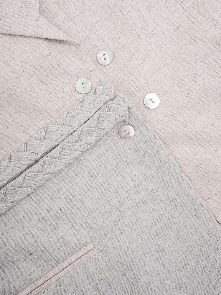 Apricot Irregular Spliced Casual Blazer Women New Lapel Long Sleeve Loose Fit Jacket Fashion Tide Spring Autumn 2025 Cpdb238