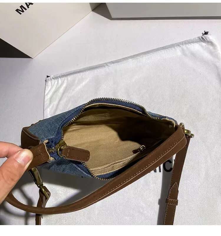 High Quality Denim Square Women's Handbag Textured Leather Lady Purse Shoulder Messsenger Female Casual Underarm Bag