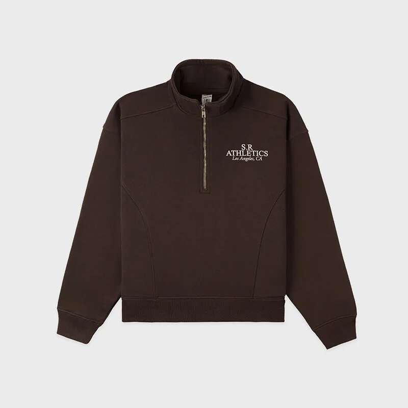 Autumn and winter new North American niche Sporty&Rich stand up collar zipper chest letter printed fleece women's hoodie