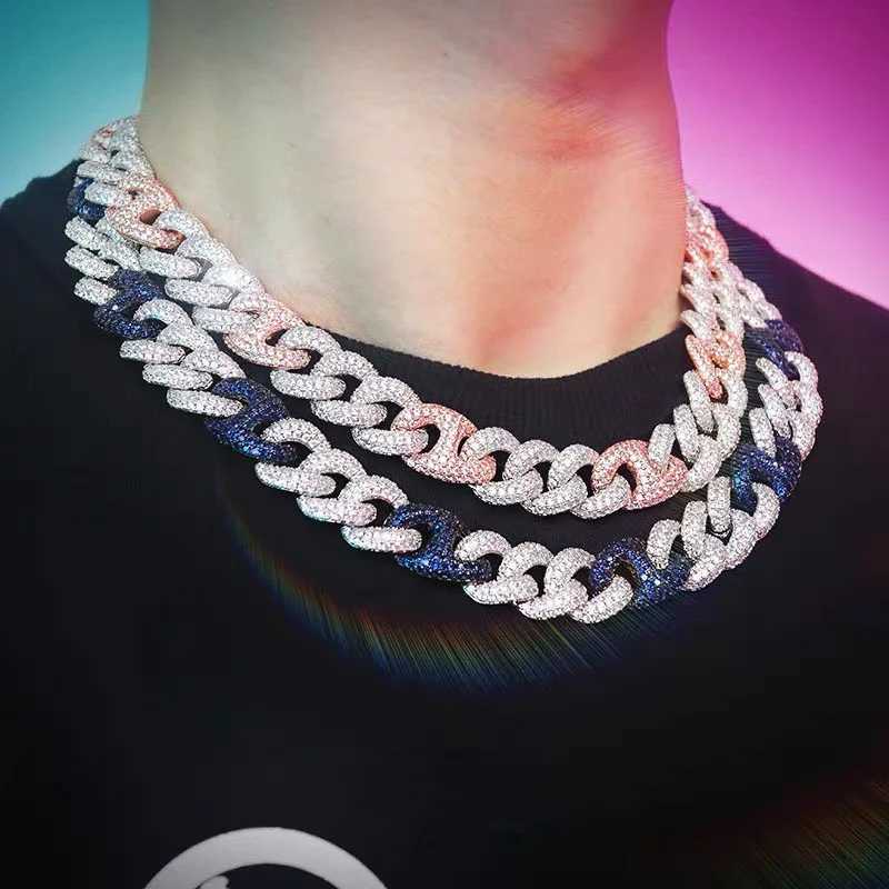 Custom d Color Vvs Moissanite Hip Hop Link Necklace 15mm Sterling Silver with Gra Certificate Gold Plated Cuban Link Chain