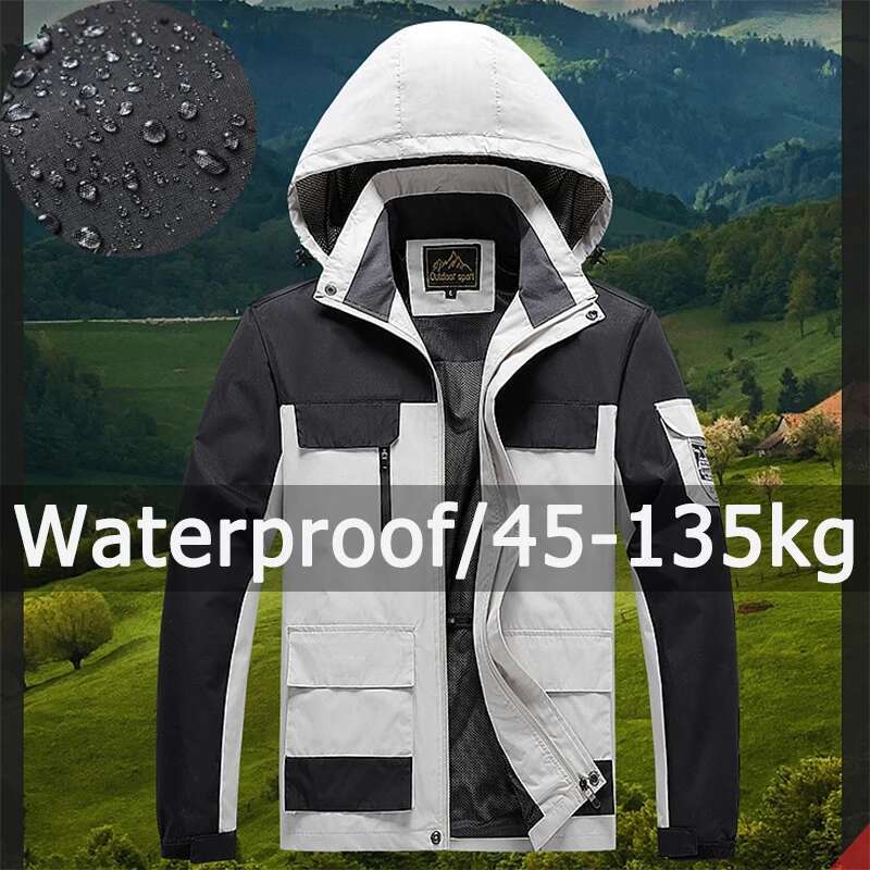 Plus Size Jacket Waterproof 45-115kg 6XL 7XL 8XL Outdoor Hooded Coat Windbreaker Windproof Women Clothing Roupa Feminino