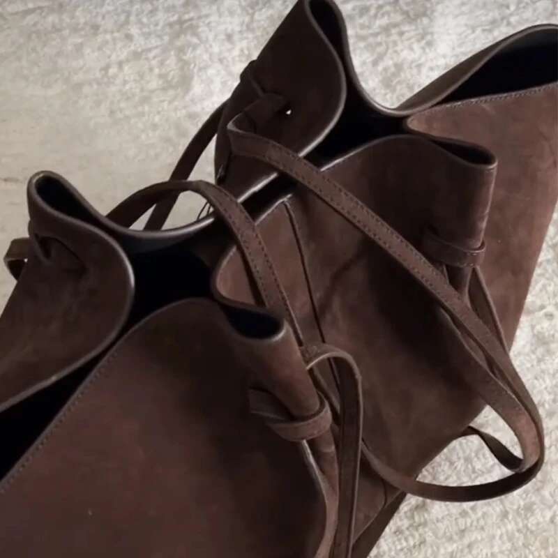 Vintage Faux Suede Tote Bags For Women Designer Handbags And Purses 2024 New In Ruched Large Capacity Underarm Shoulder