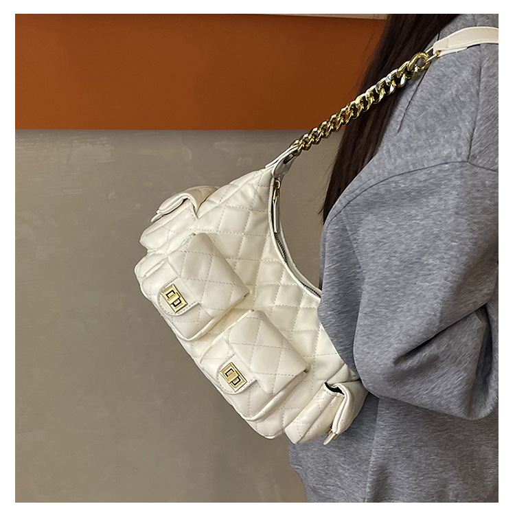Chic Multi-Pocket Women's Handbag with Elegant Chain Straps - Latest Trendy Accessory