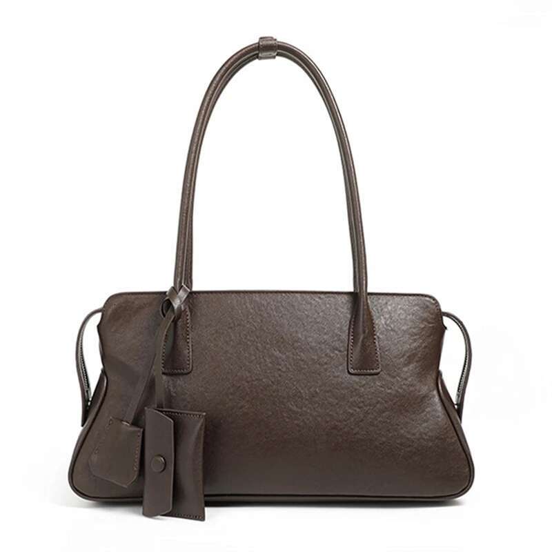 Burminsa Cowhide Genuine Leather Underarm Shoulder Bags For Women Designer Top Handle Bowg Tote Ladies Handbags Genuine Leather Cartoon BagVoyage