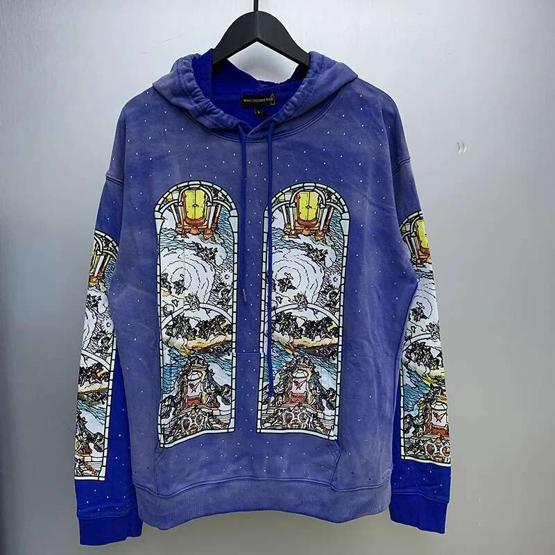 Autumn Winter Blue Light Apricot Who Decides War Hoodie Hooded Men Women High Quality Cottton Oversized Dia Studded Pullover