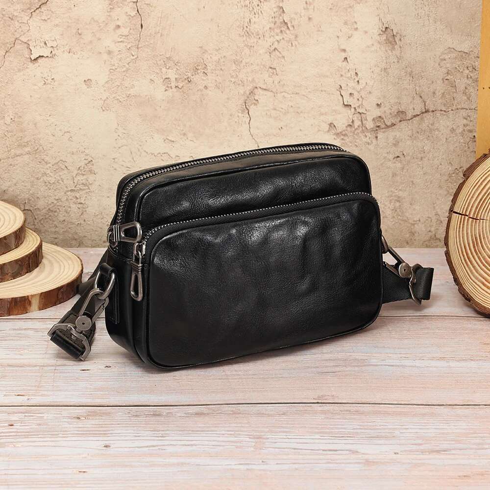 New Cowhide Personalized Trend Men's Small Backpack Commuter Crossbody Square Genuine Leather Advanced Shoulder Bag For Men