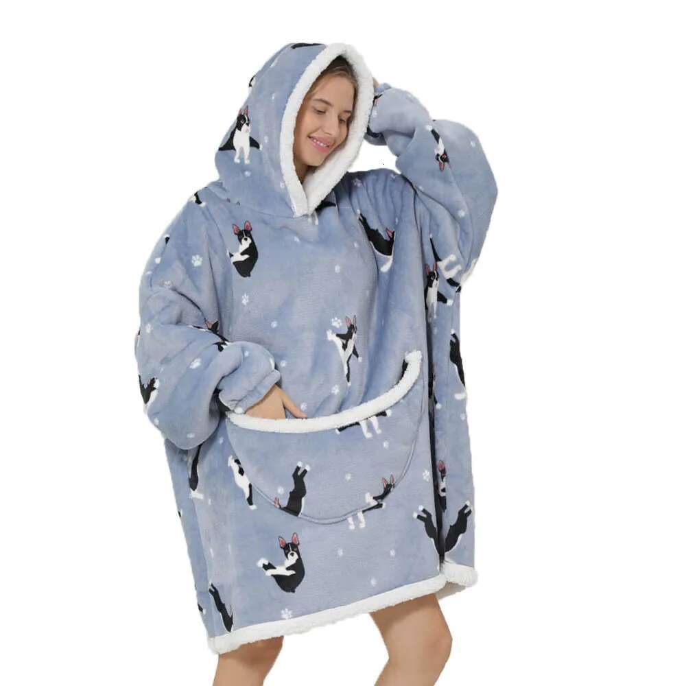 Lazy Hoodie Winter Warm Cozy Flannel with Sleeves Oversized Women Men Pullovers Thicken Fleece Giant TV Blanket Homewear