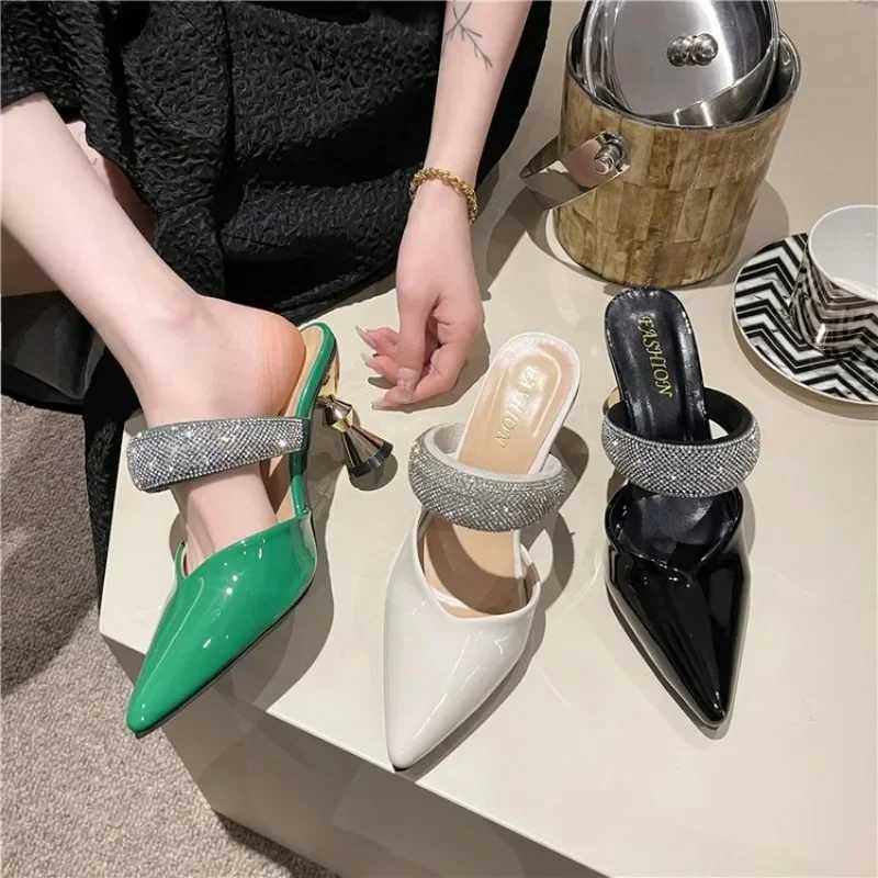 2024 New Design Elegant Pointed Toe Strange Style High H Summer Outdoor Shoes Ladies Sandals Women Slippers Y250215