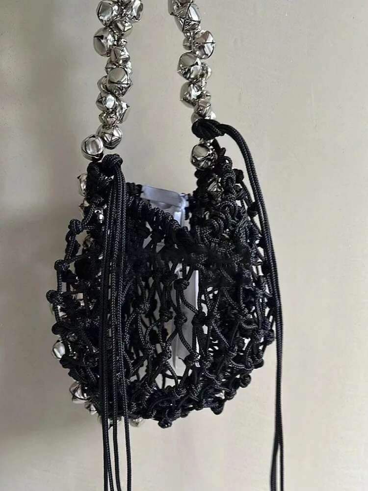 New Crochet Beach For Girls Summer Straw Rope Out Hand Woven Totes Bag Women Hollow Knitting Handbag