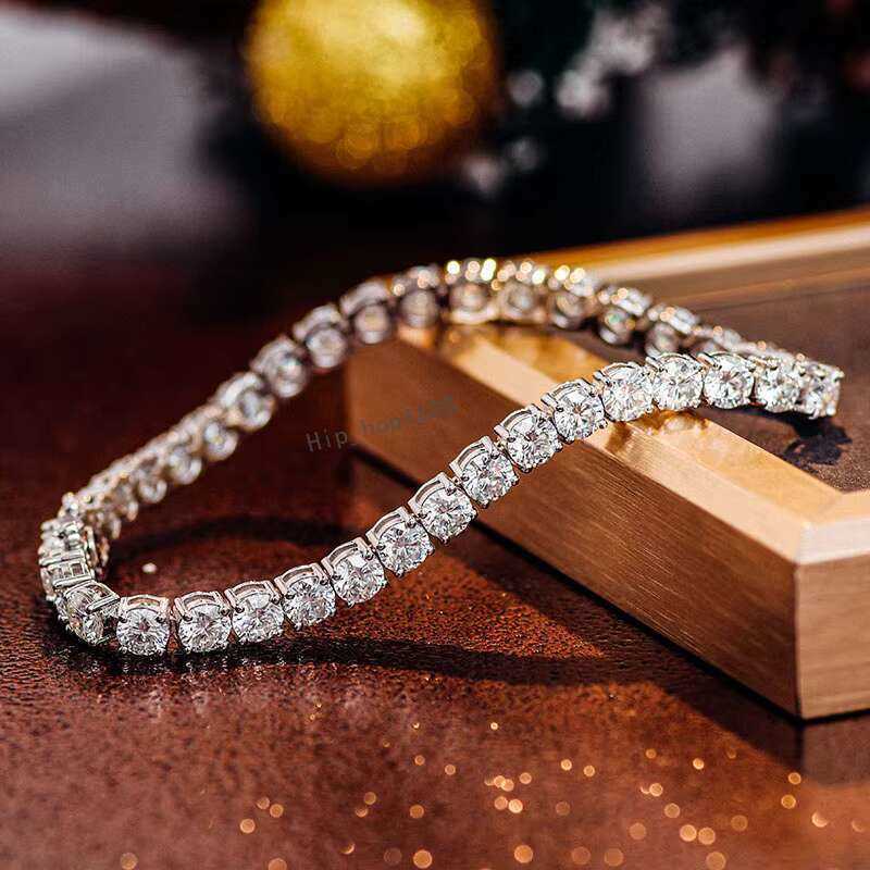 Gold Tennis Chain Moissanite 2/3/4/5Mm 14K 6Inch Tennis Bracelet Hand-Made Fine Jewelry Made In China