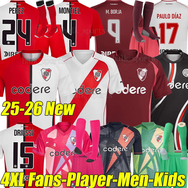 4XL 24/2025/26 River Plate 3rd soccer jerseys COLIDIO BORJA GALOPPO ROJAS MONTIEL PEREZ DRIUSSI DIAZ PEZZELLA 1986 95 96 98 01 Retro football shirts Men Kids Kits socks
