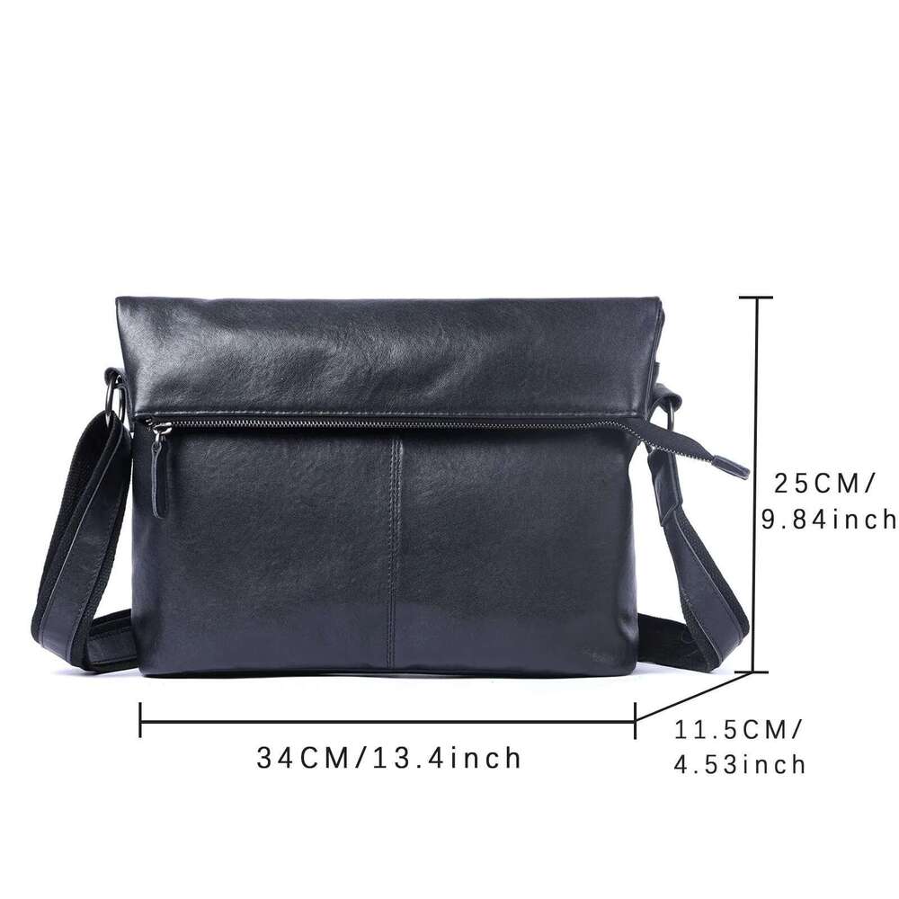 Genuine Men's Shoulder Crossbody Bags Simple Cowhide Laptop Bag Top Layer Vegetable-Tanned Leather Fashion Casual