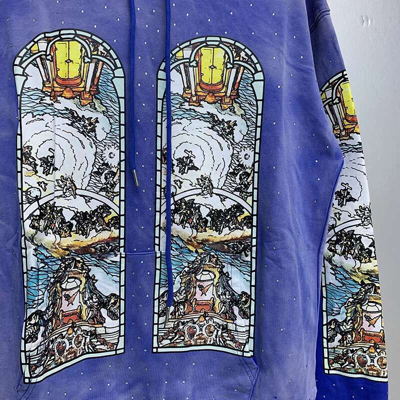 Autumn Winter Blue Light Apricot Who Decides War Hoodie Hooded Men Women High Quality Cottton Oversized Dia Studded Pullover