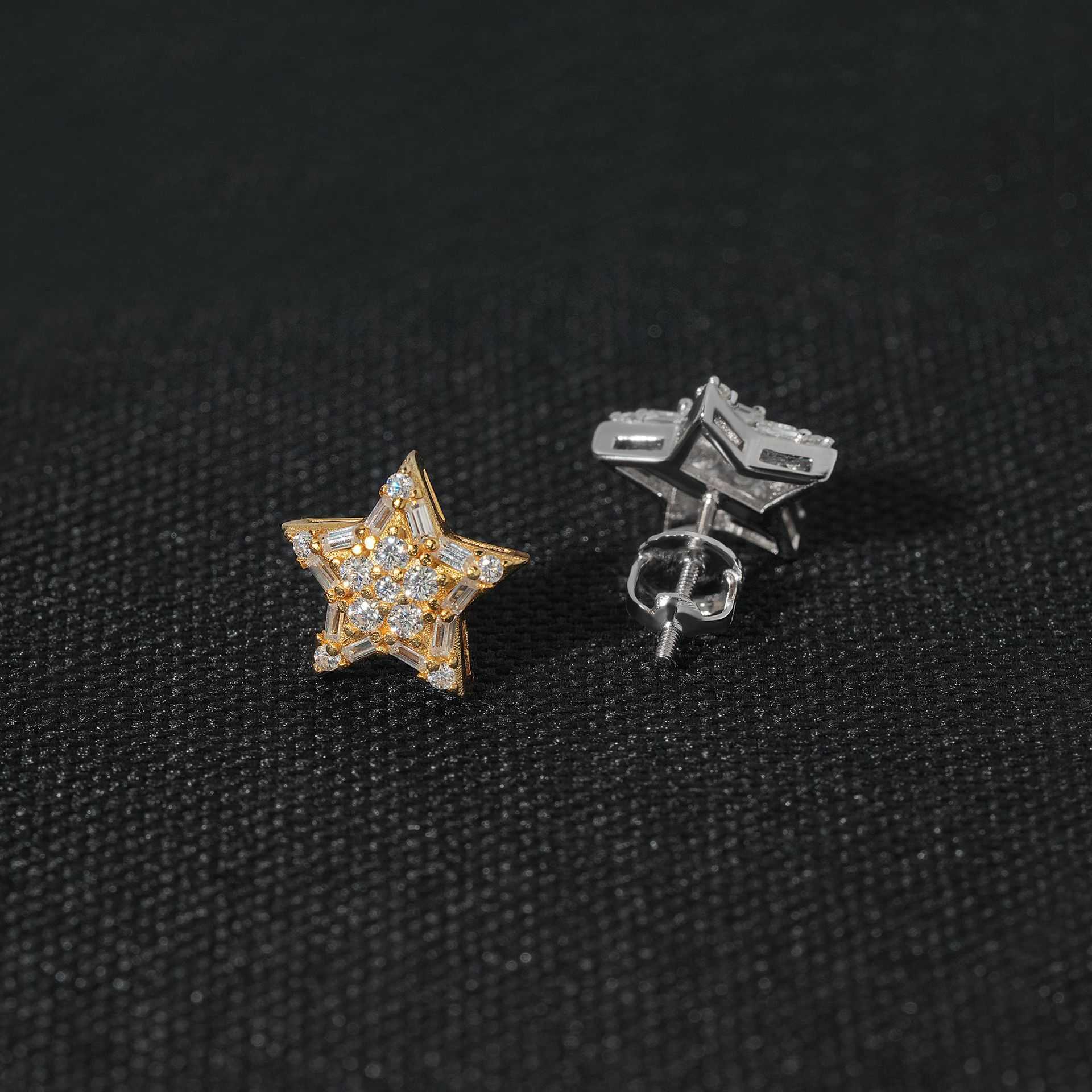 New Creative Star Hip Hop Earrings 925 sterling silver earrings with Mozambique earrings