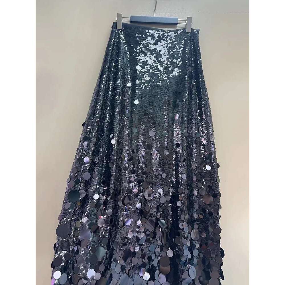 Shiny Party Skirts For Women High Wiast Slimming Patchwork Sequines Temperament A E Skirt Female Fashion Clothing
