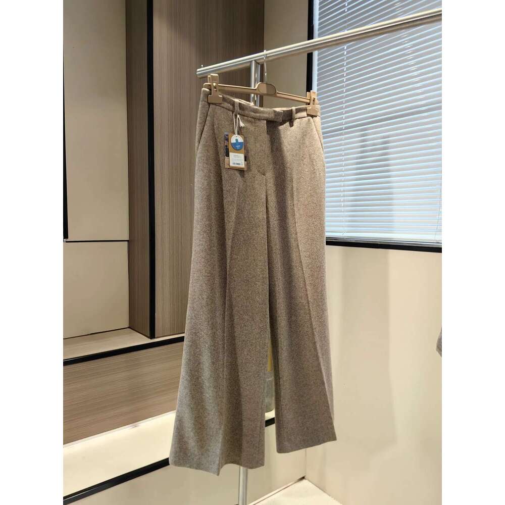 24 Women's Autumn And Winter New High Quality Wool Casual Versatile Wide Leg Pants