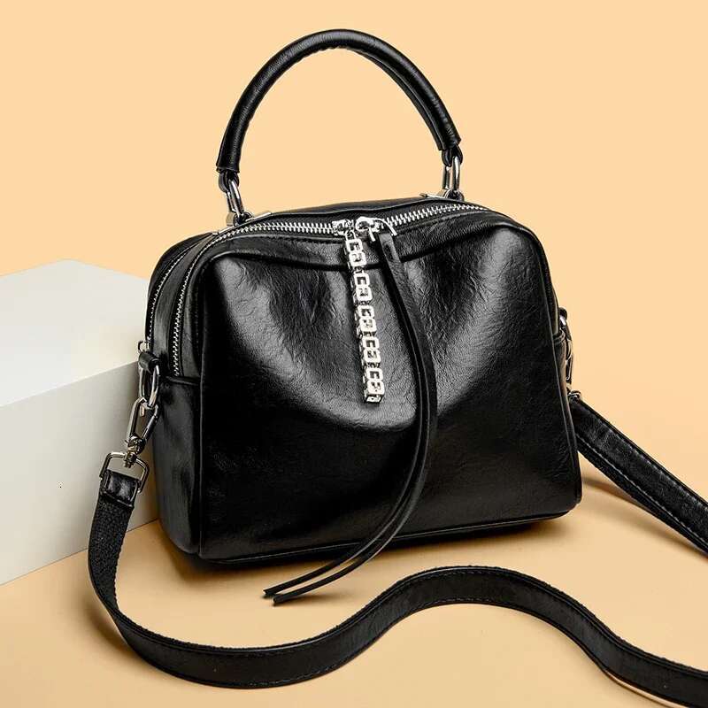 Women's Fashion Zipper Decoration Crossbody Vintage Solid Color PU Leather Shoulder Bag Design Ladies Trend Handbags