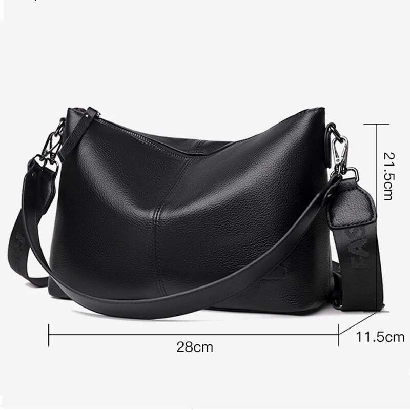 100% Cowhide Women Shoulder Large Capacity Crossbody Bags Female Genuine Leather Messenger Bag Purse Soft Handbag