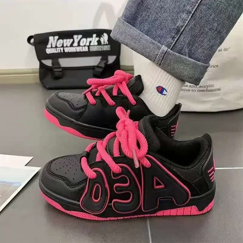Sports Light Sneakers Lace Up Women's Athletic Shoes Daily Rou tine Walking Deals Trends 2024 Ladies Footwear Korean Y