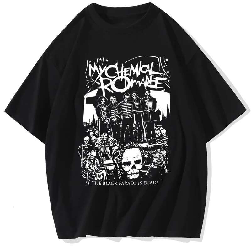 Summer My Chemical Romance Mcr Dead Men's T-Shirt Black Parade Punk Emo Rock Fashion Top Female Oversized T Shirt Clothing