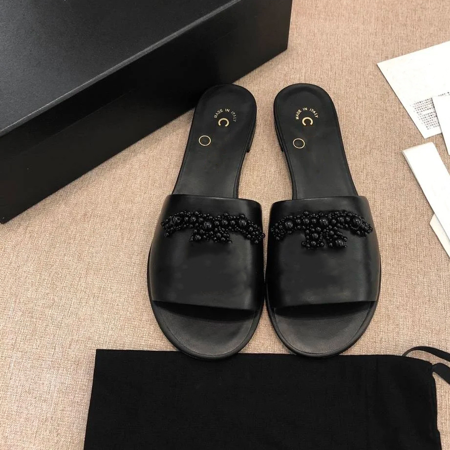 paris Women slides Designer Sandals lambskin Slippers Summer Flat fashion Slipper Weaving shoe upper beach woman Slippers Size 35-41 paris Shoes