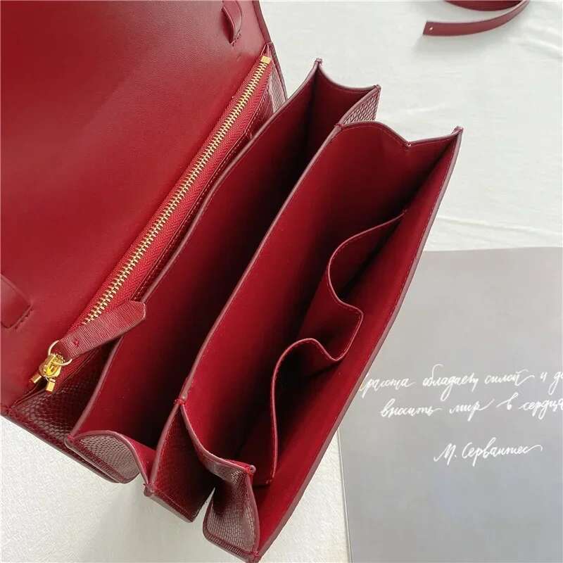 New Autumn Genuine Leather Tofu Bags For Women High Quality Lizard Pattern Ladies Shoulder Famous Brands Messenger Bag 2023