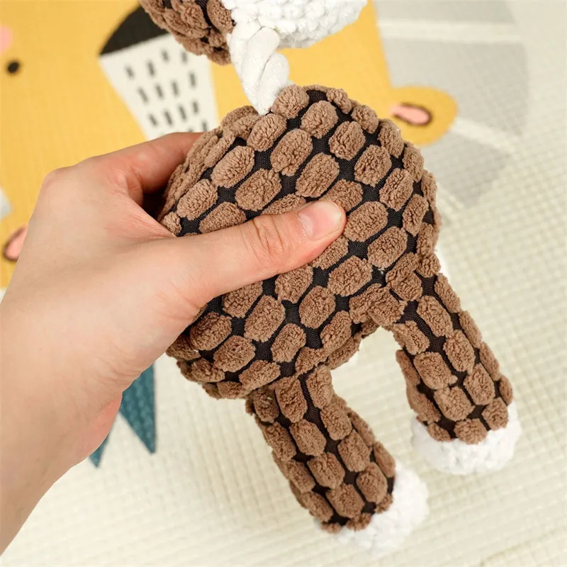 Donkey Shape Corduroy Chew Toy for Dogs Fun Pet Toy Puppy Squeaker Squeaky Plush Bone Molar Dog Toy Pet Training Dog Accessories 3 colors