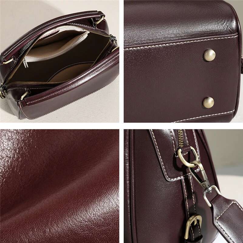 Hifashion Vintage Genuine Leather Boston Shoulder Bags For Women 2025 Trend Designer Crossbody Purses Work Tote Ladies Handbags