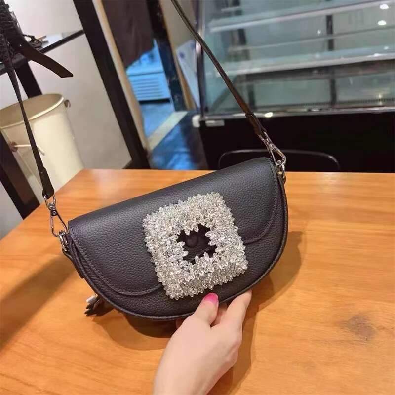 Autumn New Crystal Shiny Dias Women Fashion Handbag Genuine Leather Cowhide Shoulder Messenger Bag Lady Female Purse