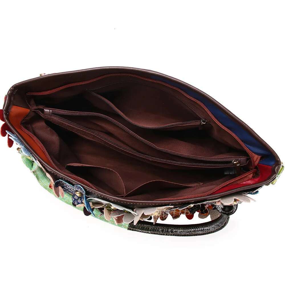 Genuine Leather Snakeskin Colorful Wers Contrast Rivet Fashion One-Shoulder Women's Handbag Tote Bag