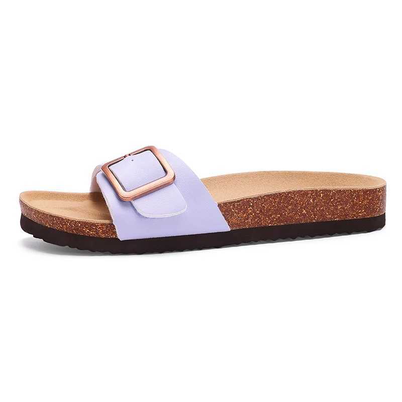 Cwarm Womens New Slippers From Cork Footbed Flip Flops Outdoor Beach Sandals With Arch Support Womens Slides Y250506