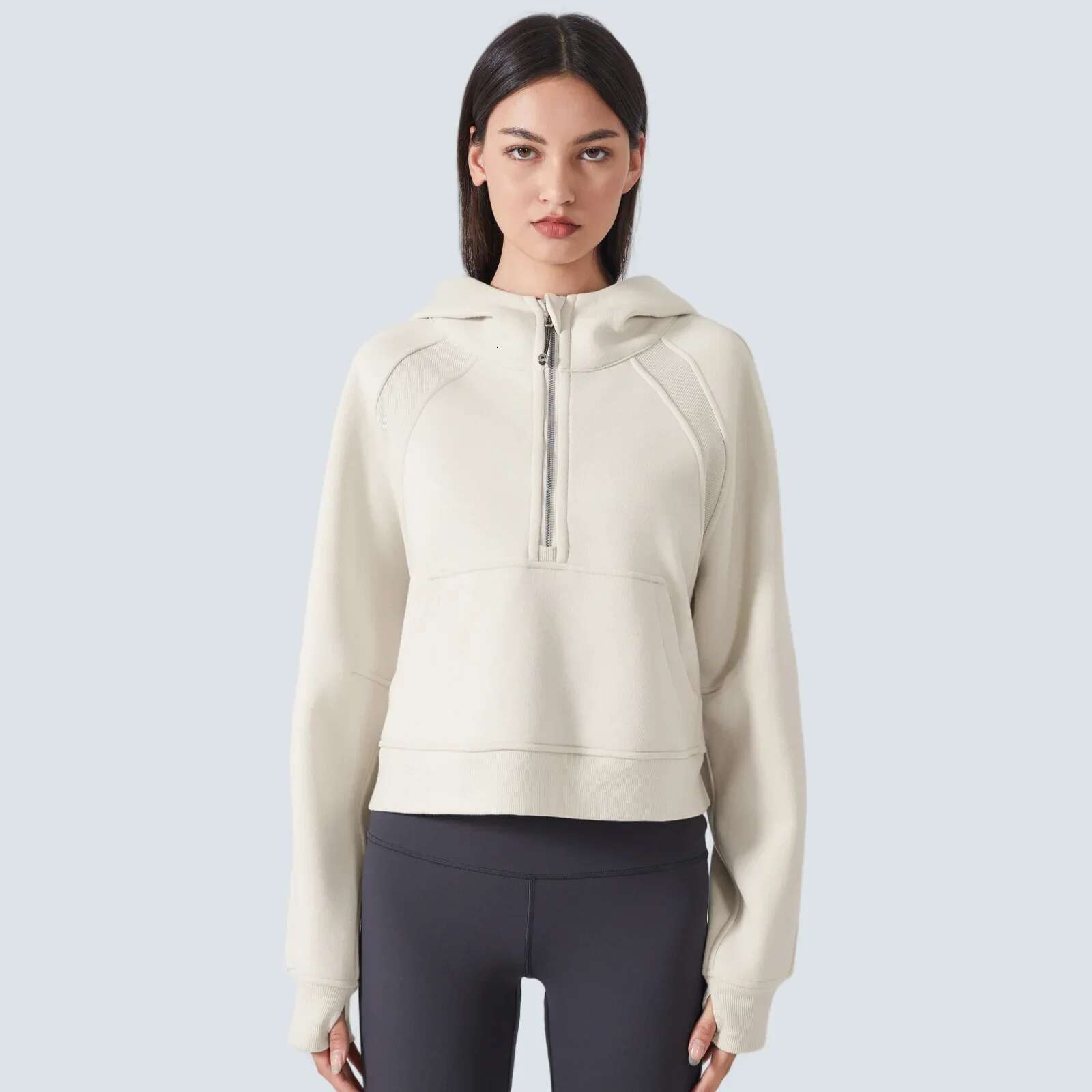 Women's Half-Zip Hoodies Fleece Warm Sweatshirt Sports Jacket with Thumbhole Winter Clothes Fashion Casual Yoga Top Streetwear