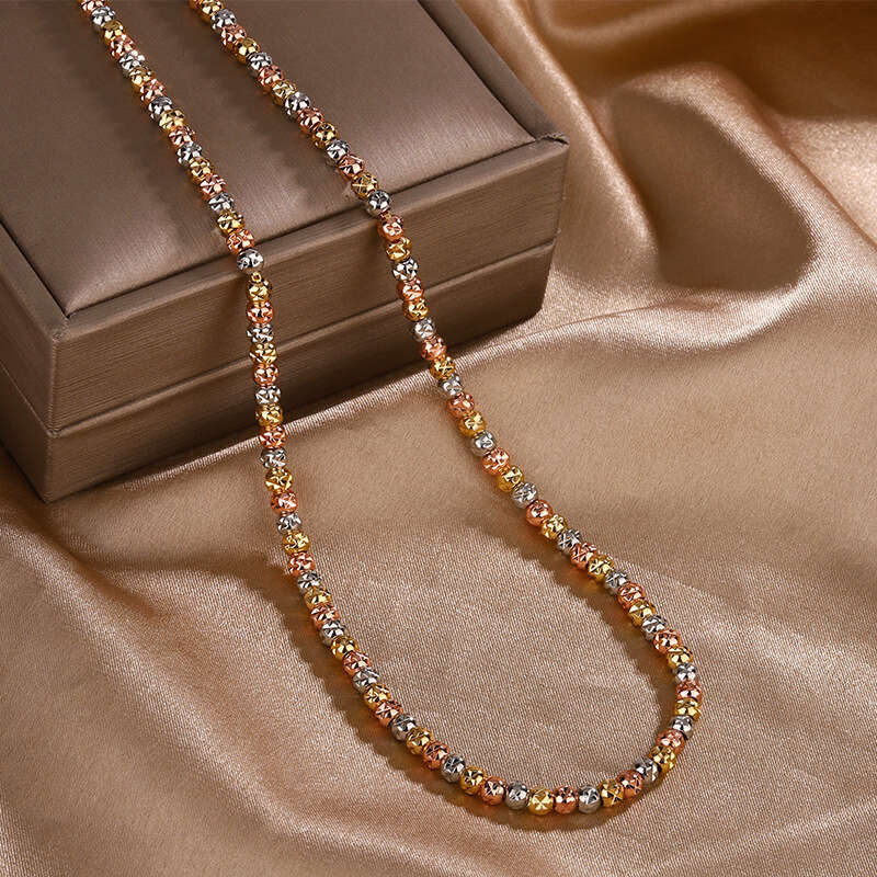 2025 New Designer high-end necklace bracelet jewelry set luxury retro electroplated gold round 3mm bead chain set designer for women Party gift weddin