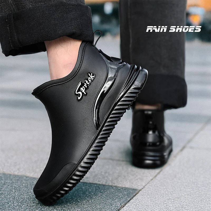 Couples Short Rain Shoes Fashion Light Waterproof Shoes Non-Slip Sports Korean Rain Boots 250213