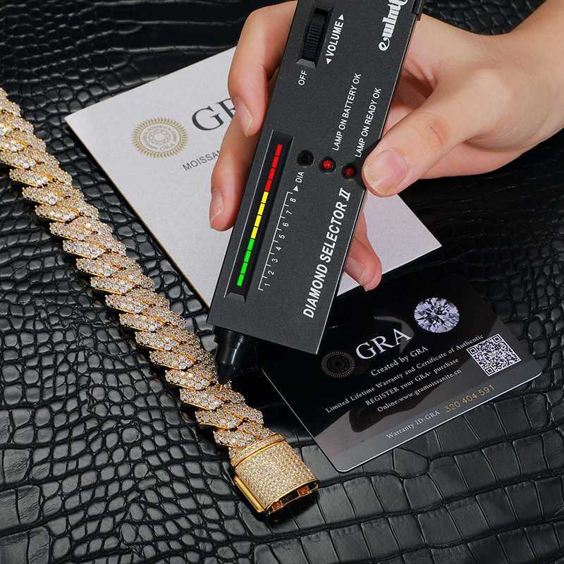 Dropshipping Big Gug Gold Plated 925 Sterling Silver 2 Rows Vvs Moissanite Diamond Miami Cuban Link Chain Necklace for Men