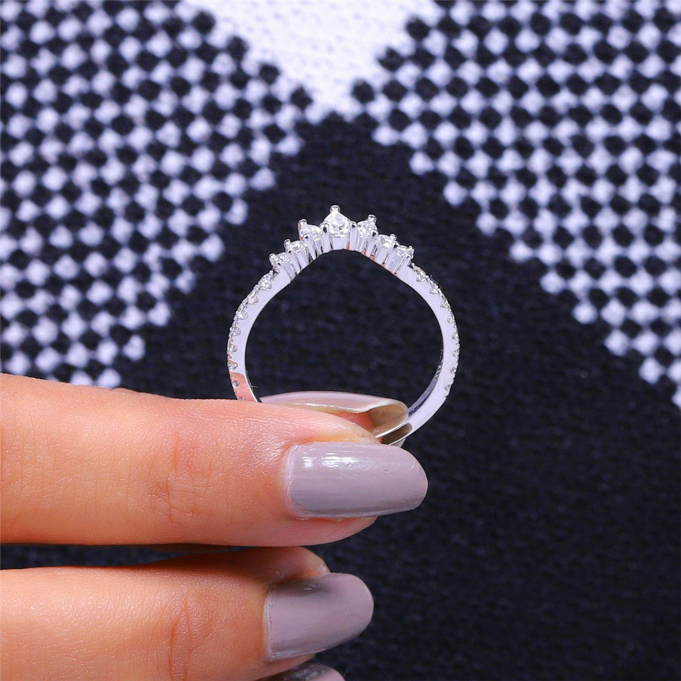 18K Solid White Gold Pear Round Diamond Curved Half Eternity Band Lab Grown Diamond HPHT CVD Wedding Band Bridal 14K Gold Set Matching Wedding Band Gi