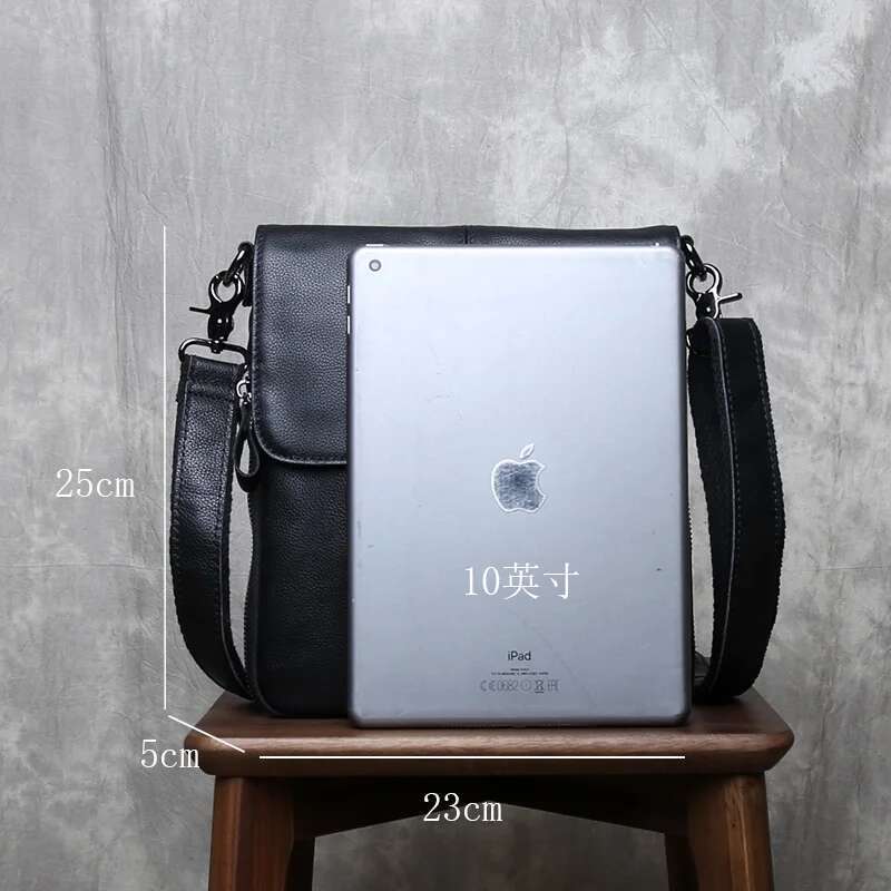 New Top Layer Cowhide Soft Casual Business Leather Vertical Shoulder Crossbody Bag Men's Fashion