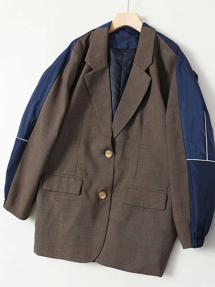 Women White Back Denim Big Size Blazer New Lapel Long Sleeve Loose Fit Jacket Fashion Tide Spring Autumn 2025 1De2306