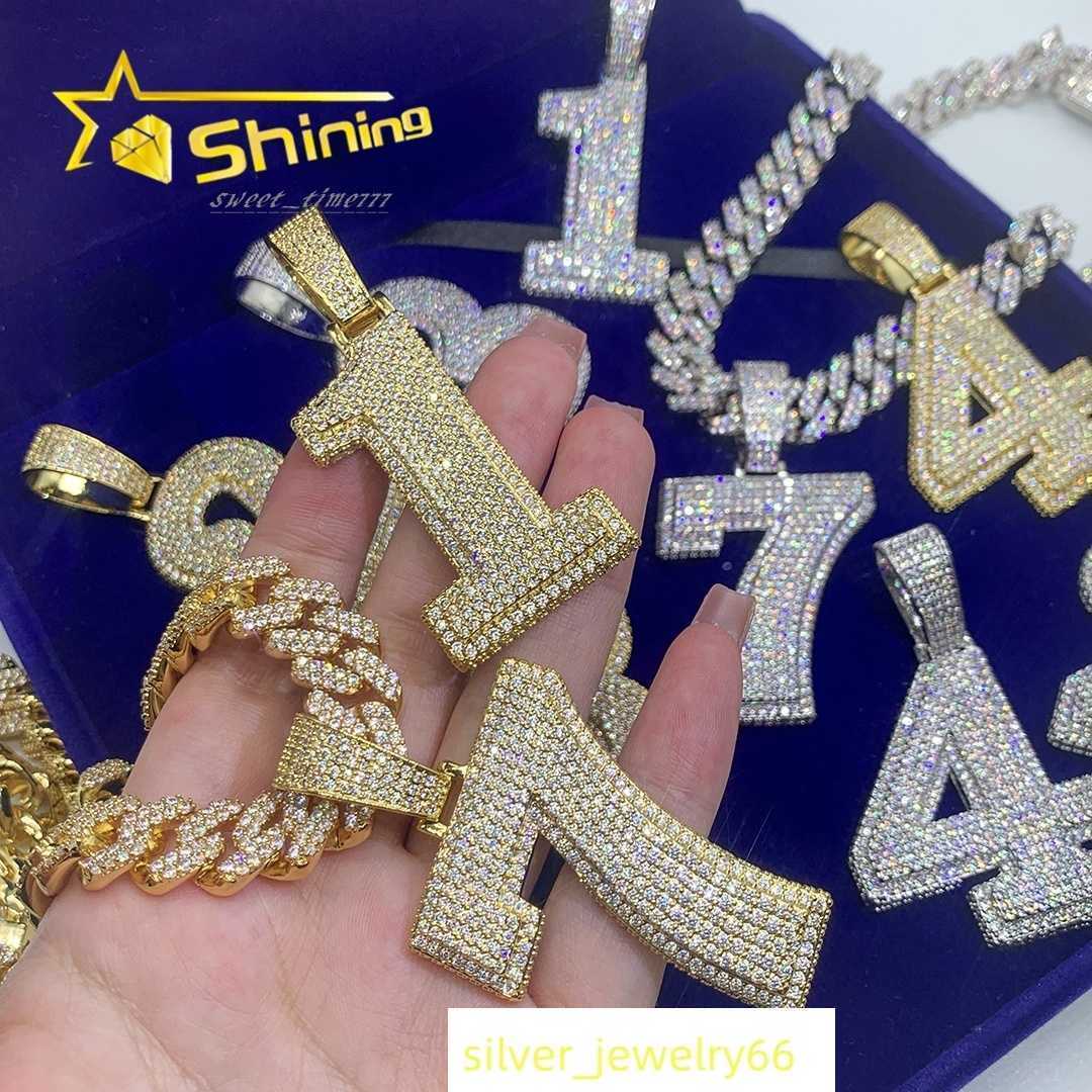 Moissanite Hip Hop Jewelry 925 Silver Number Pendants Gold Plated Rapper Fashion Iced Out Moissanite Diamond Pendants