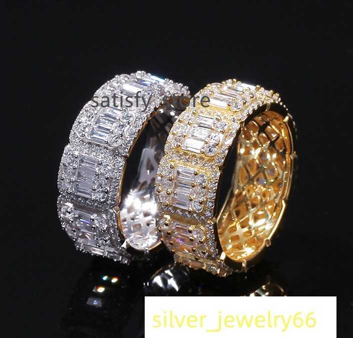 Aaa Gems Mens Baguette Diamond Band Ring Real Vvs Wedding Iced Out Moissanite