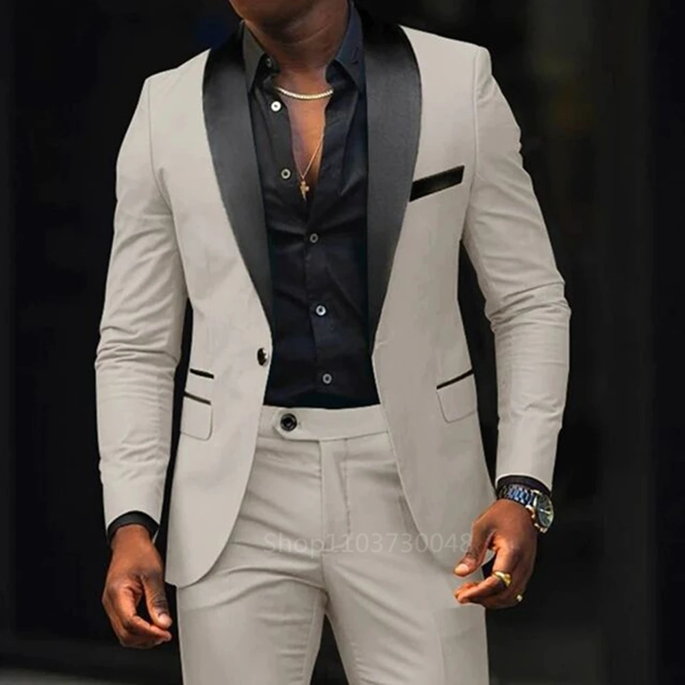 Casual 2 Piece Men Wedding Suits Solid Slim Fit Shawl Lapel Blazer Pant s Party Prom Suits Man Business Wear Suit 250214