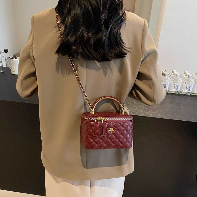 Dia Grid Chain Crossbody Bag: Small, Trendy Bucket Bag for Women - High hot Quality Texture, Handheld Design