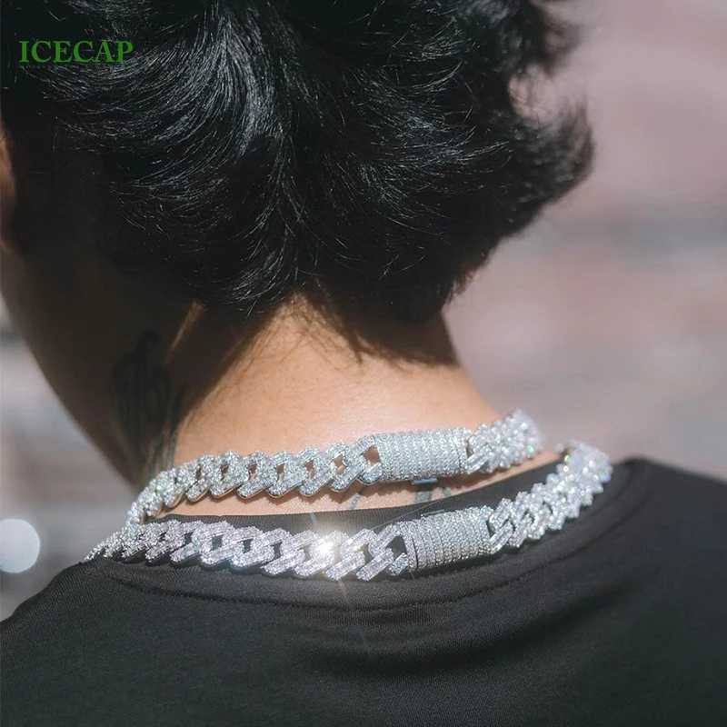 Luxury 925 Sterling Silver 2 Tone Baguette Cut d Vvs Moissanite Diamond Cuban Chain Hip Hop Necklace for Men Women