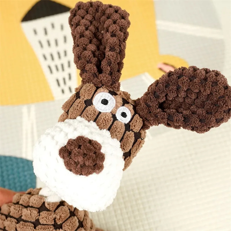 Donkey Shape Corduroy Chew Toy for Dogs Fun Pet Toy Puppy Squeaker Squeaky Plush Bone Molar Dog Toy Pet Training Dog Accessories 3 colors