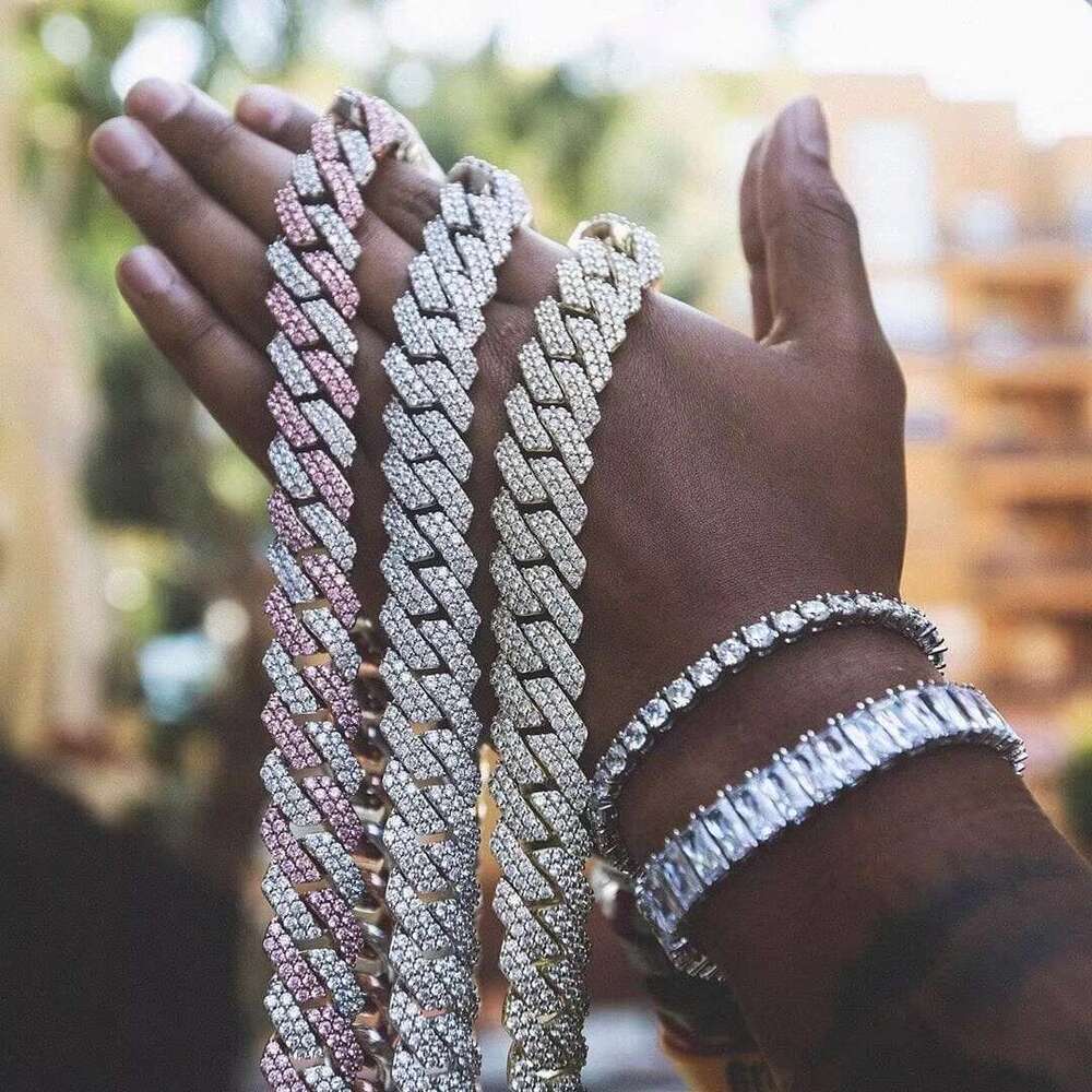 Accessories Boutique Jewelry Necklace Iced VVS 2-Row Sier Silica Cuban Chain