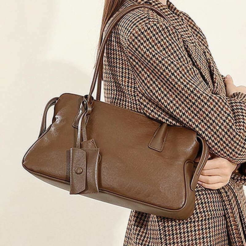 Burminsa Cowhide Genuine Leather Underarm Shoulder Bags For Women Designer Top Handle Bowg Tote Ladies Handbags Genuine Leather Cartoon BagVoyage