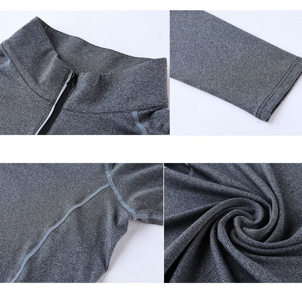 L-369 Men's Outdoor Long-Sleeve Sports Shirt - Quick-Dry, sports jacket for men, Breathable, Fitness Zipper Stand Collar Top for Autumn & Winter