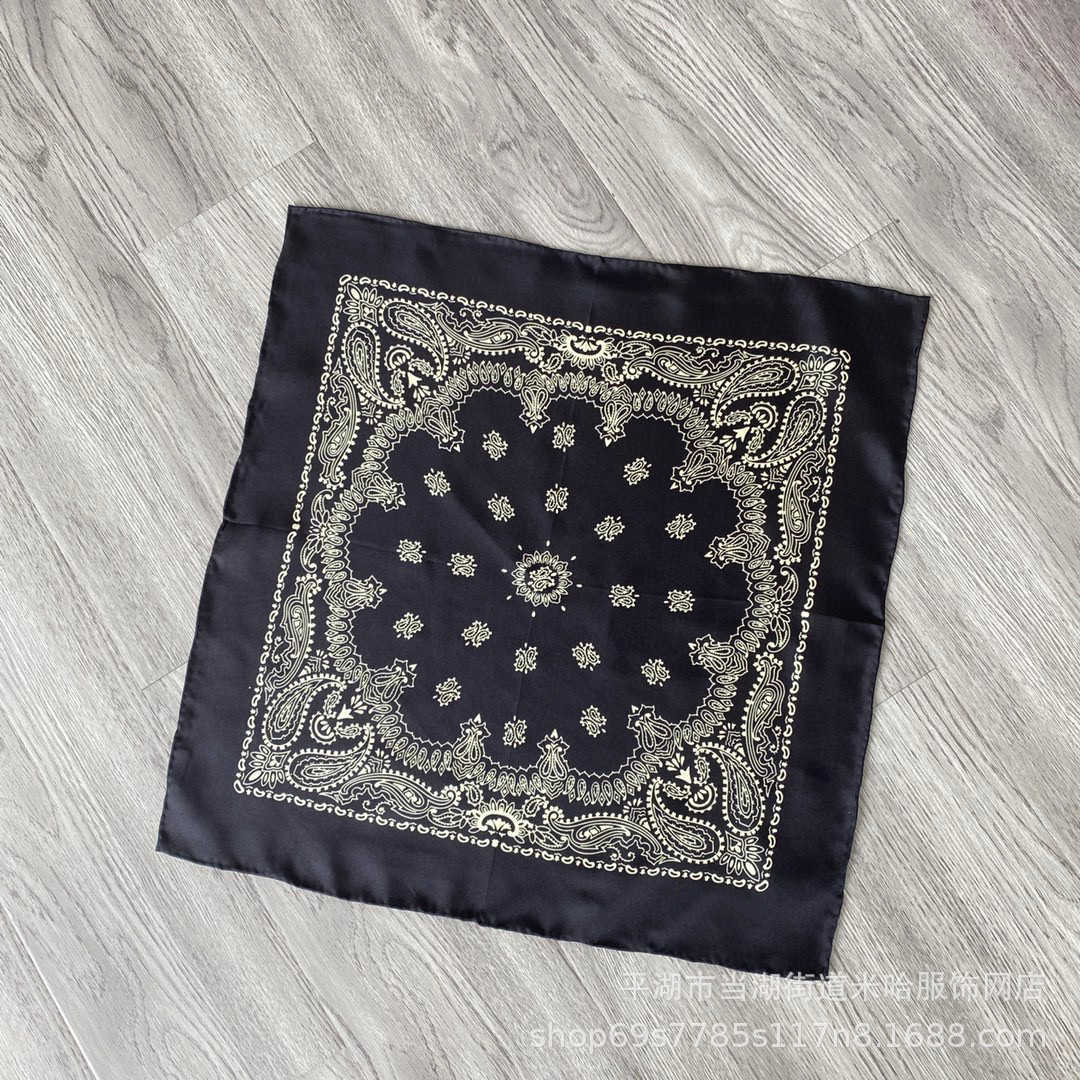 New M~Mulberry Silk Small Square Towel Totem Pattern Handmade Curled Edge Male and Female Same Style 8522558760681